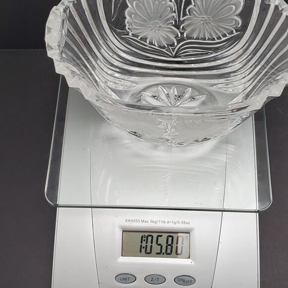 Vtg Floral Etched Crystal Open Candy Dish Bowl 3.5 in - Picture 16 of 16